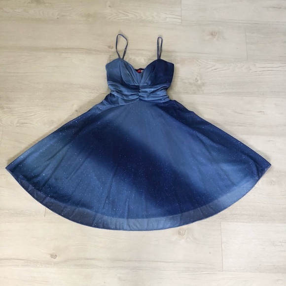 Ruby Rox Ombré Blue Sparkly Prom Dress - Picture 4 of 16